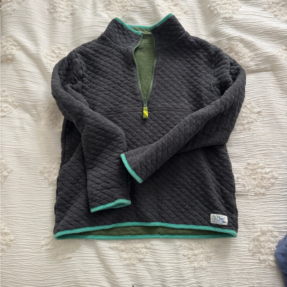 J. Crew Kids Quilted Pullover with Green Trim Size Large (Reversible!)